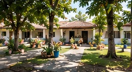 Jardim e áreas de convivência ilustrativos